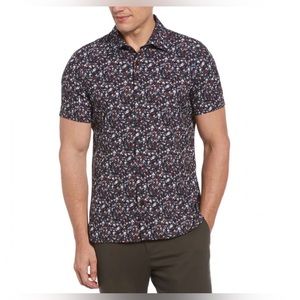 NWOT Perry Ellis Mens Button Down Short Sleeve Shirt Slim Small Multicolor